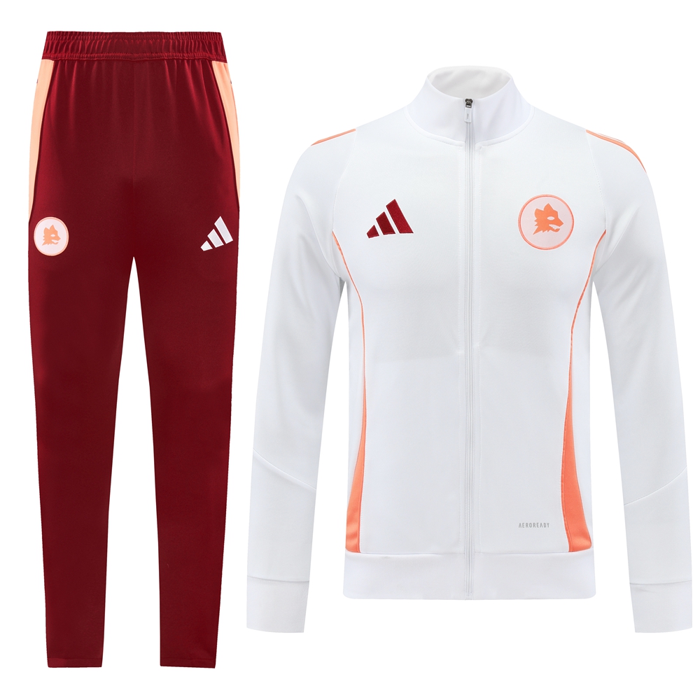 AS Roma 24-25 Originals LFSTLR Jacket Training Tracksuit - White Top and Red Pant - JerseysGala