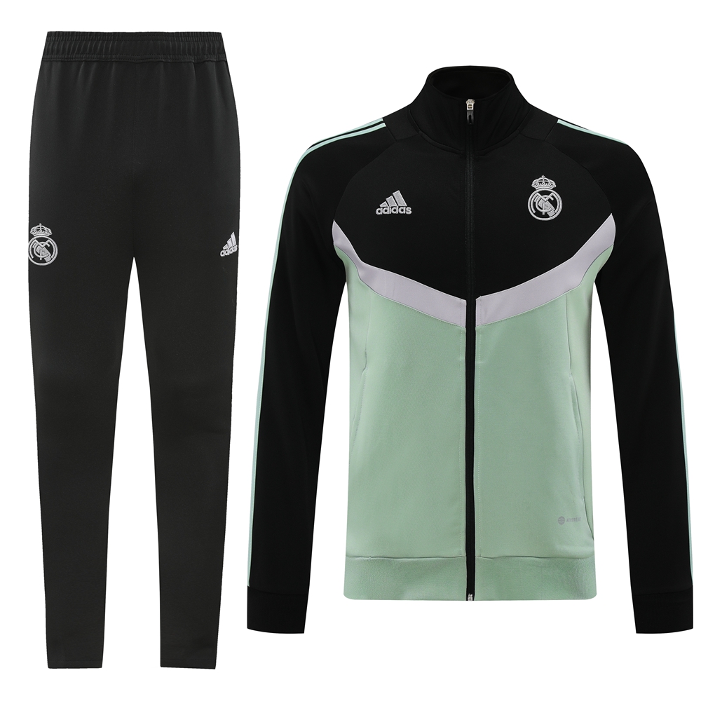 Real Madrid 24-25 Originals LFSTLR Jacket Training Tracksuit - Black and Light Green - JerseysGala