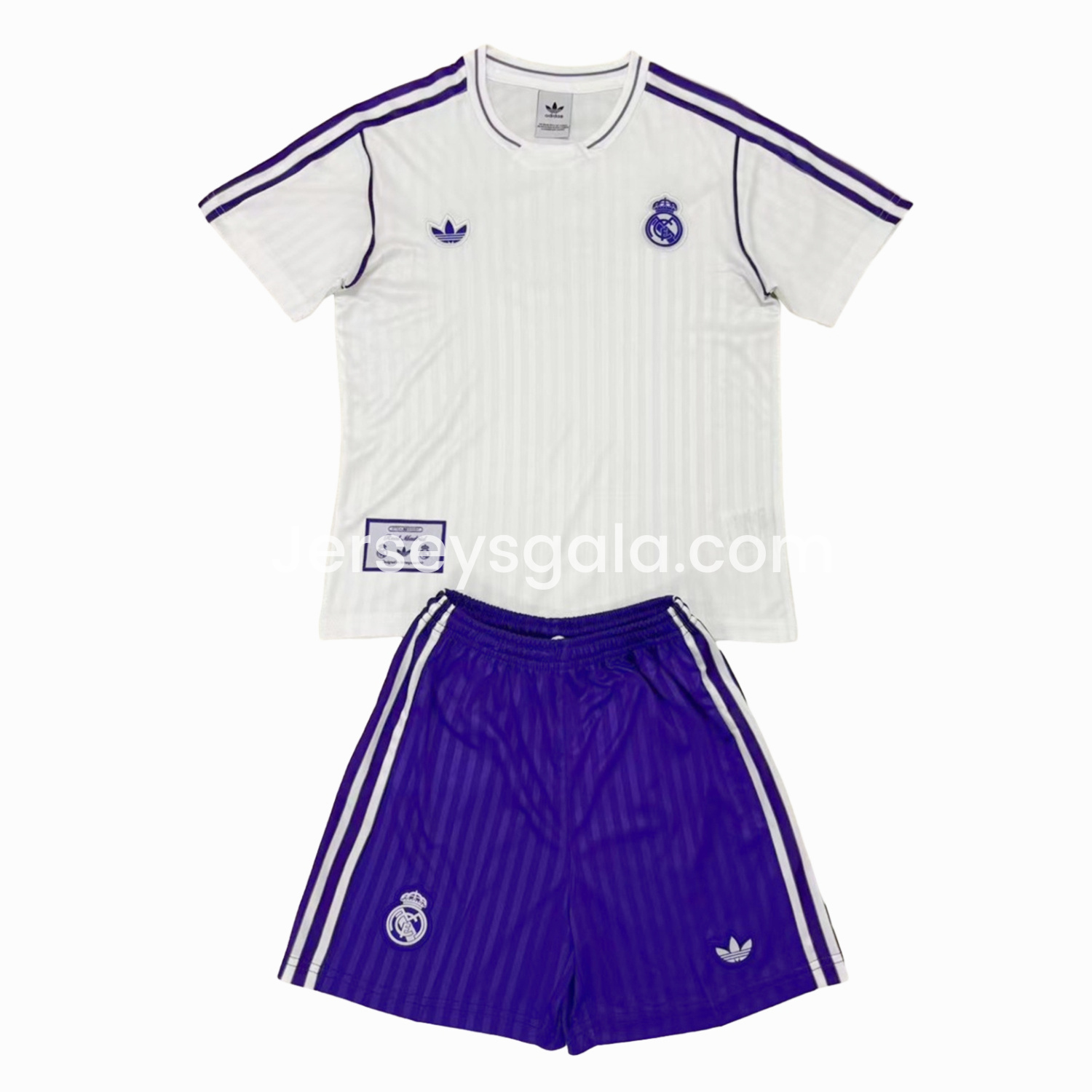 Real Madrid 24-25 White Terrace Icon Retro Style Men's Adult Jersey Set - Fans Version - JerseysGala