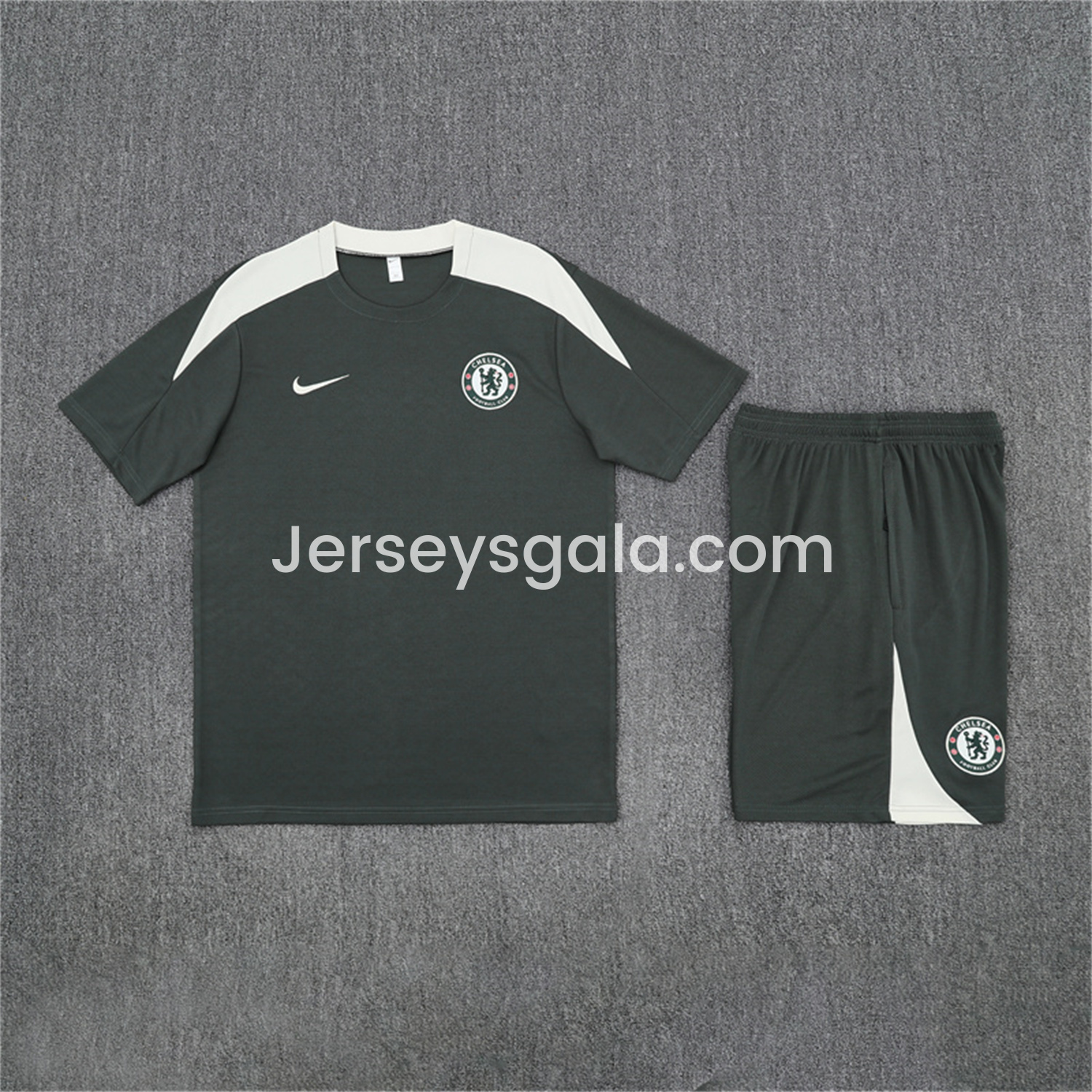 C.H.E.L.S.E.A 25-26 Kids Short-Sleeve Training Set - Army Green Top & Army Green Shorts - JerseysGala
