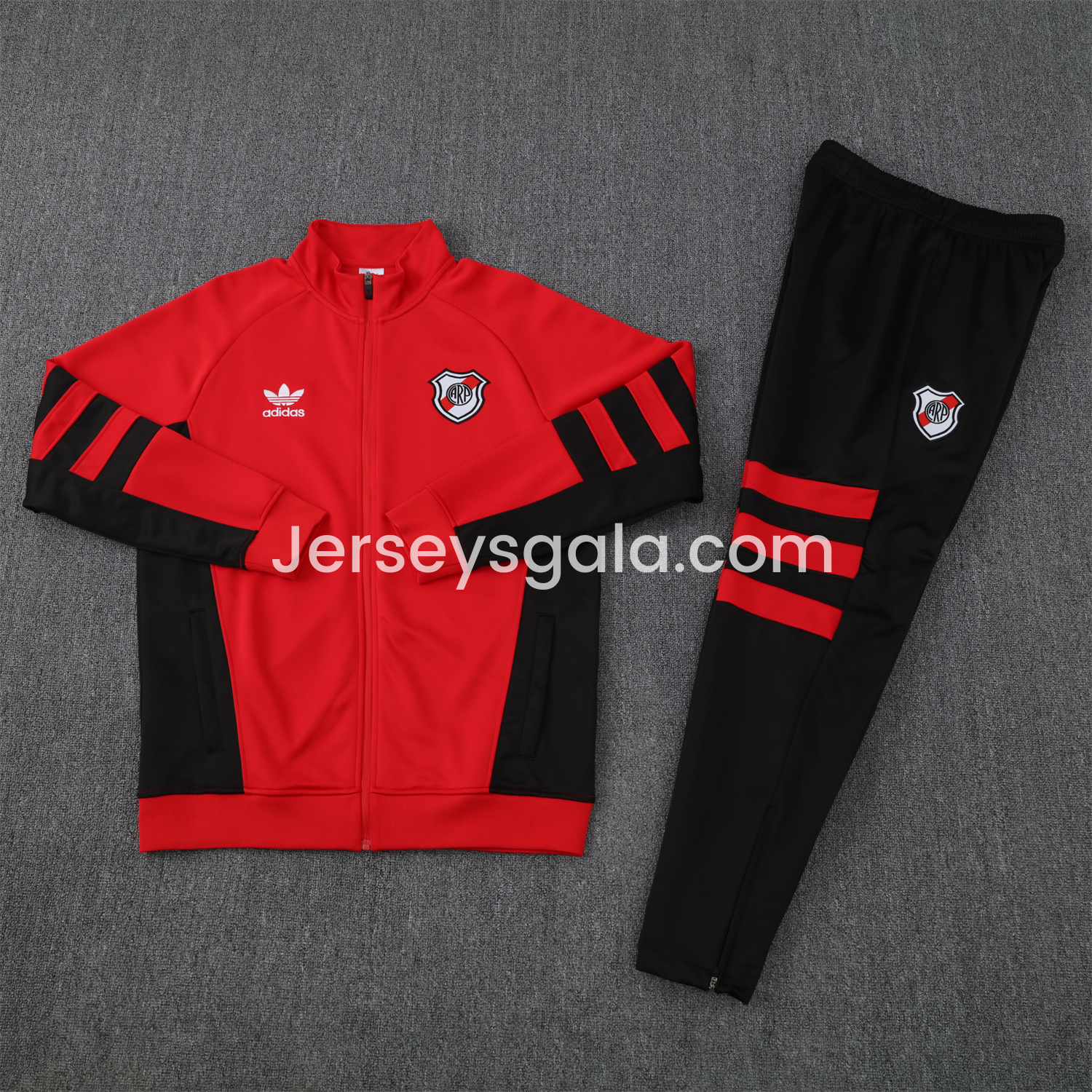 River Plate 25-26 Terrace Jacket Training Tracksuit - Red Jackets & Black Pants - JerseysGala