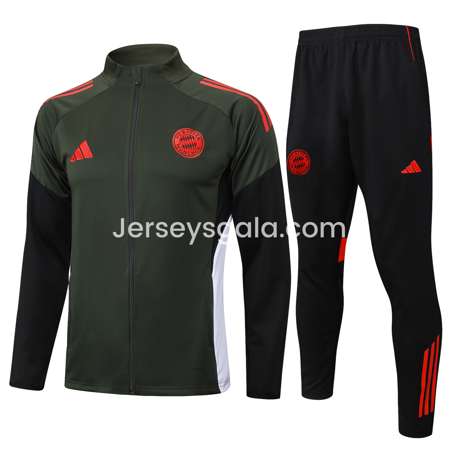 Bayern Munich 25-26 Jacket Training Tracksuit - Army Green Top and Black Pants - JerseysGala