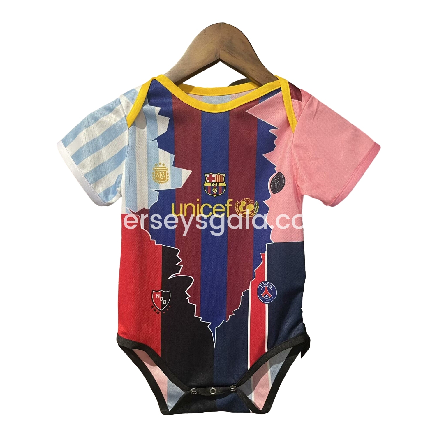 Messi Career Commemorative Baby Crawling Suit - Argentina B.A.R.S.A INT M.A.M Paris Saint-Germain PSG - JerseysGala