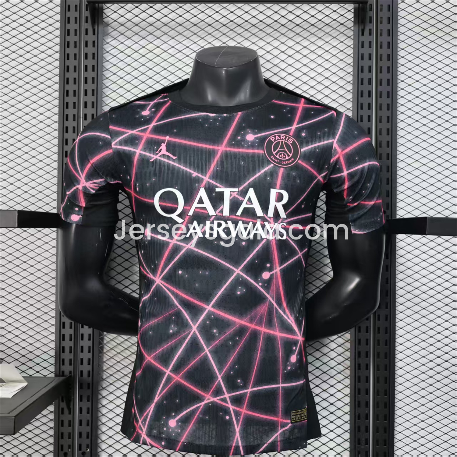 Paris Saint-Germain PSG 25-26 Pink Lines Jordan Black Special Jersey - Player Version - JerseysGala