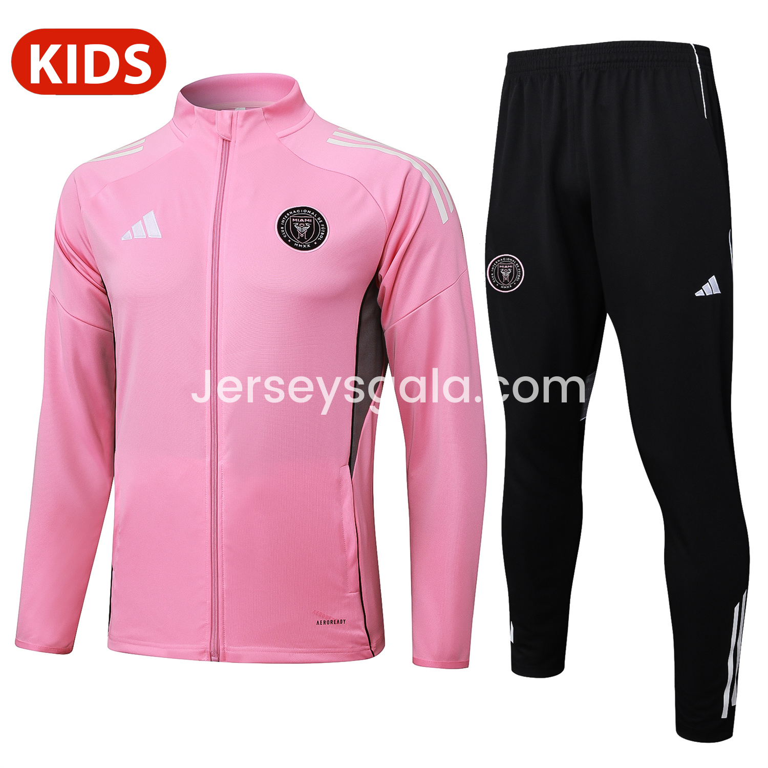 Kids INT M.A.M 25-26 Kids Jacket Training Tracksuit - Pink Top and Black Pants - JerseysGala