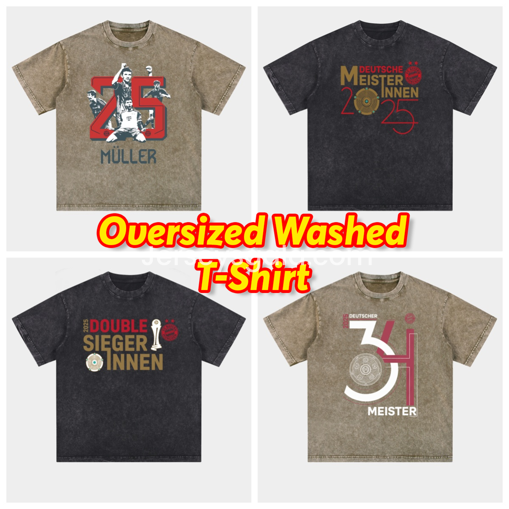 Bayern Munich Bundesliga Champions Deutscher Meister 2025 Oversized Washed T-Shirt - JerseysGala