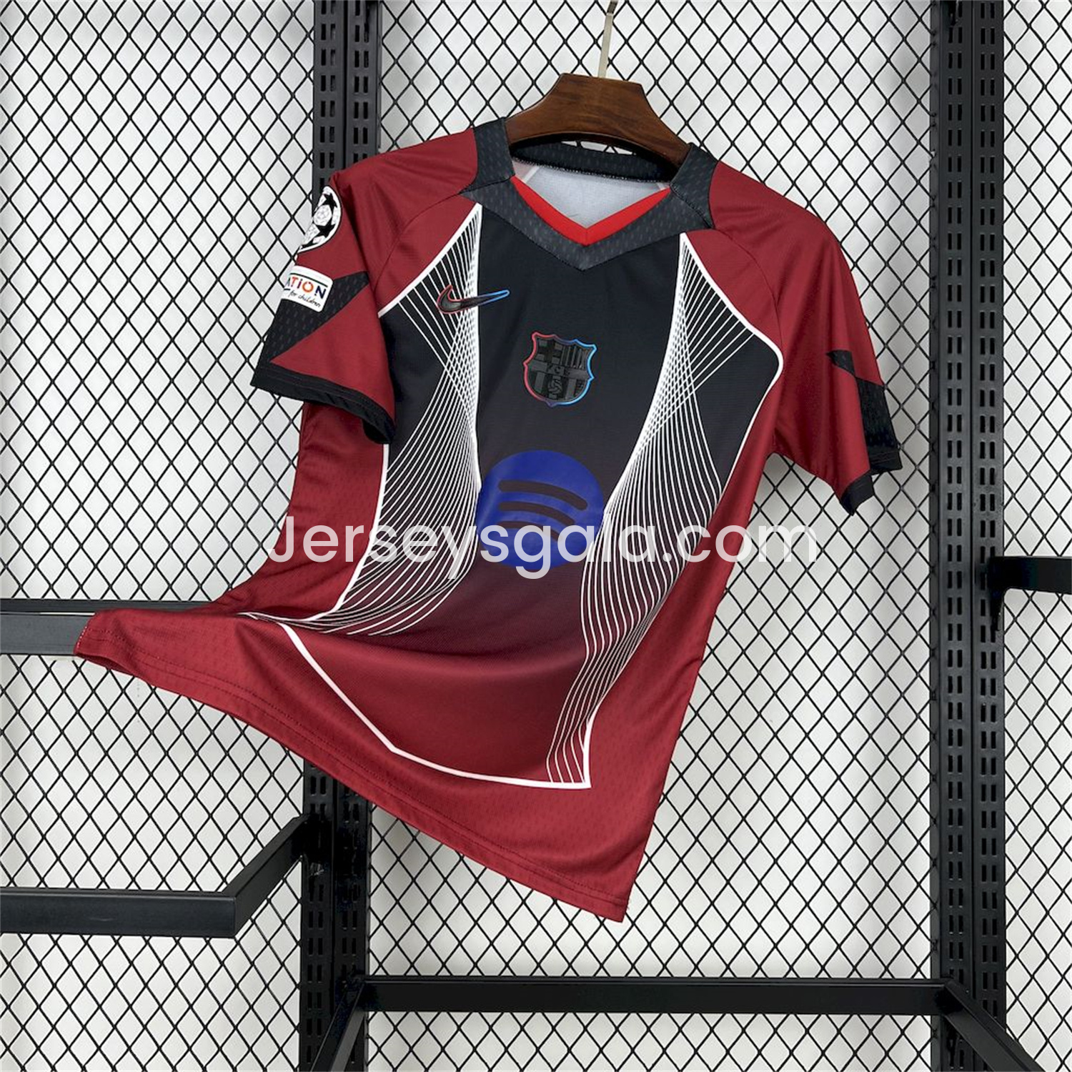 B.A.R.S.A 25-26 T90 Red Black Gradient and White Lines Special Jersey - Fans Version - JerseysGala