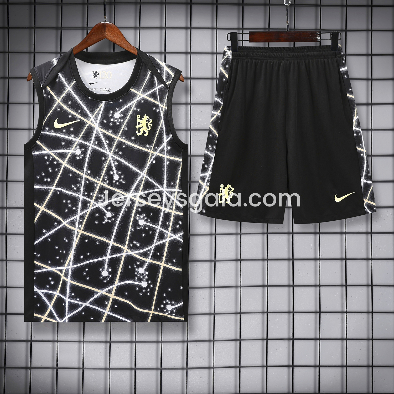 C.H.E.L.S.E.A 25-26 Vest Training Set - Yellow Fluorescent Rays Black Vest & Black Shorts - JerseysGala