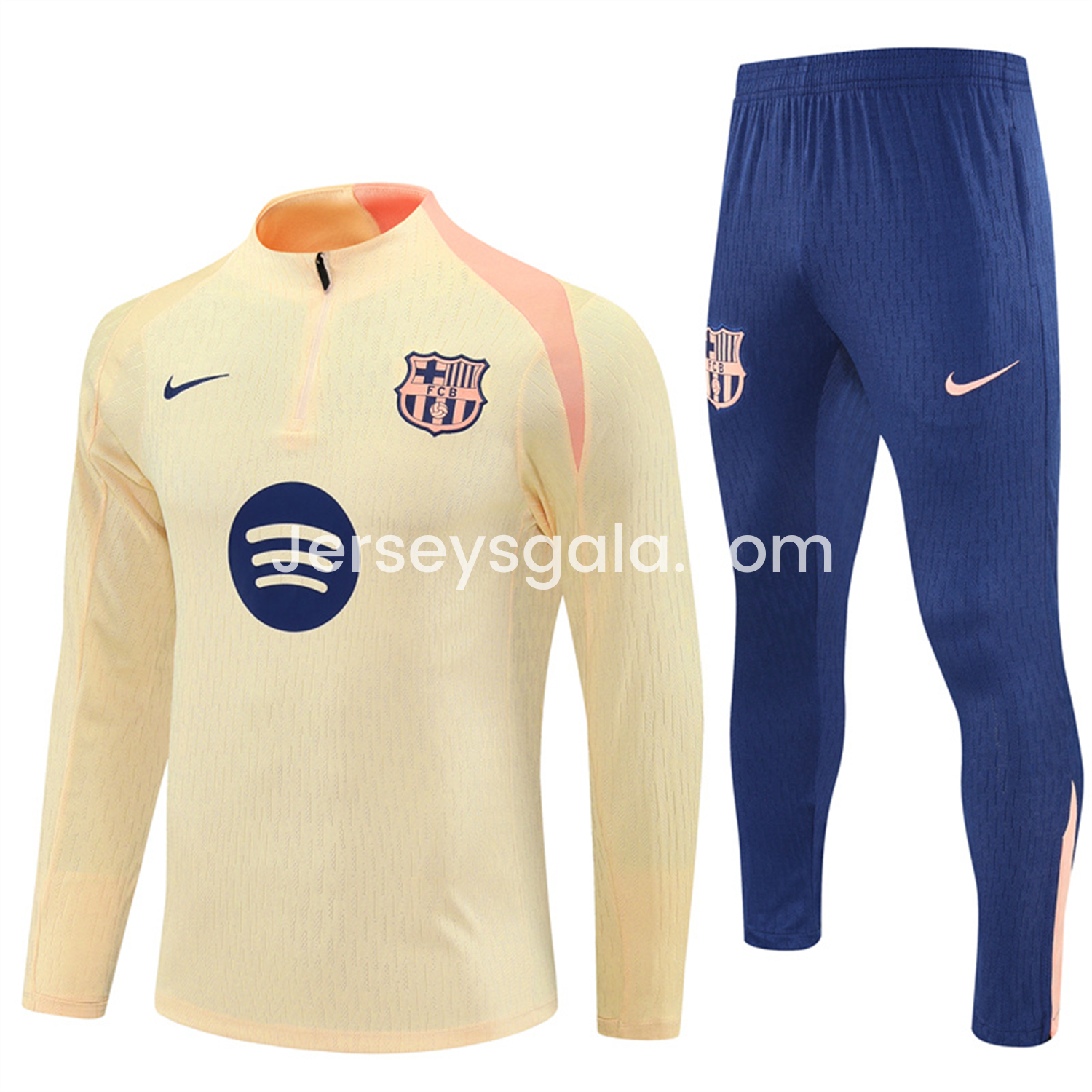 B.A.R.S.A 25-26 Long Sleeve Training Set - Player Version - Light Yellow Top and Blue Pants - JerseysGala