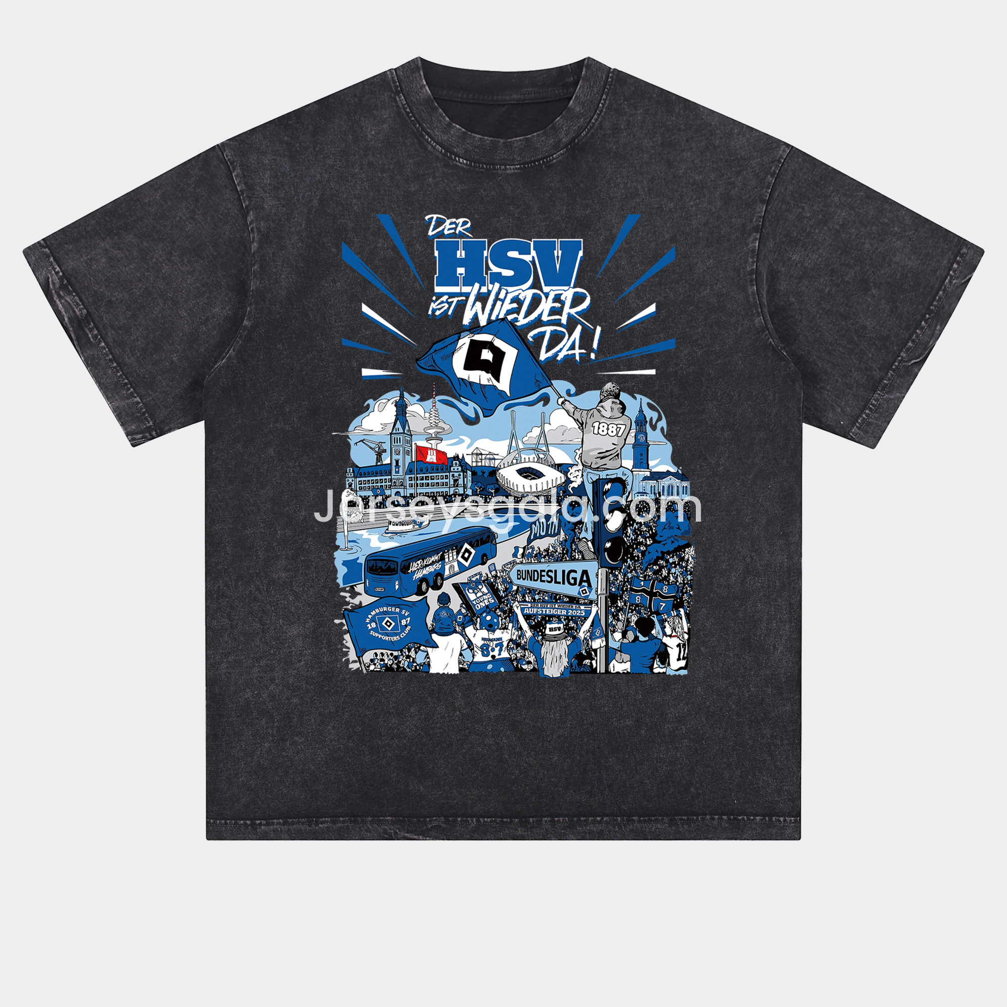 Hamburger SV DER HSV IST WIEDER DA 2024-25 2. Bundesliga Champion Oversized Washed T-Shirt - JerseysGala