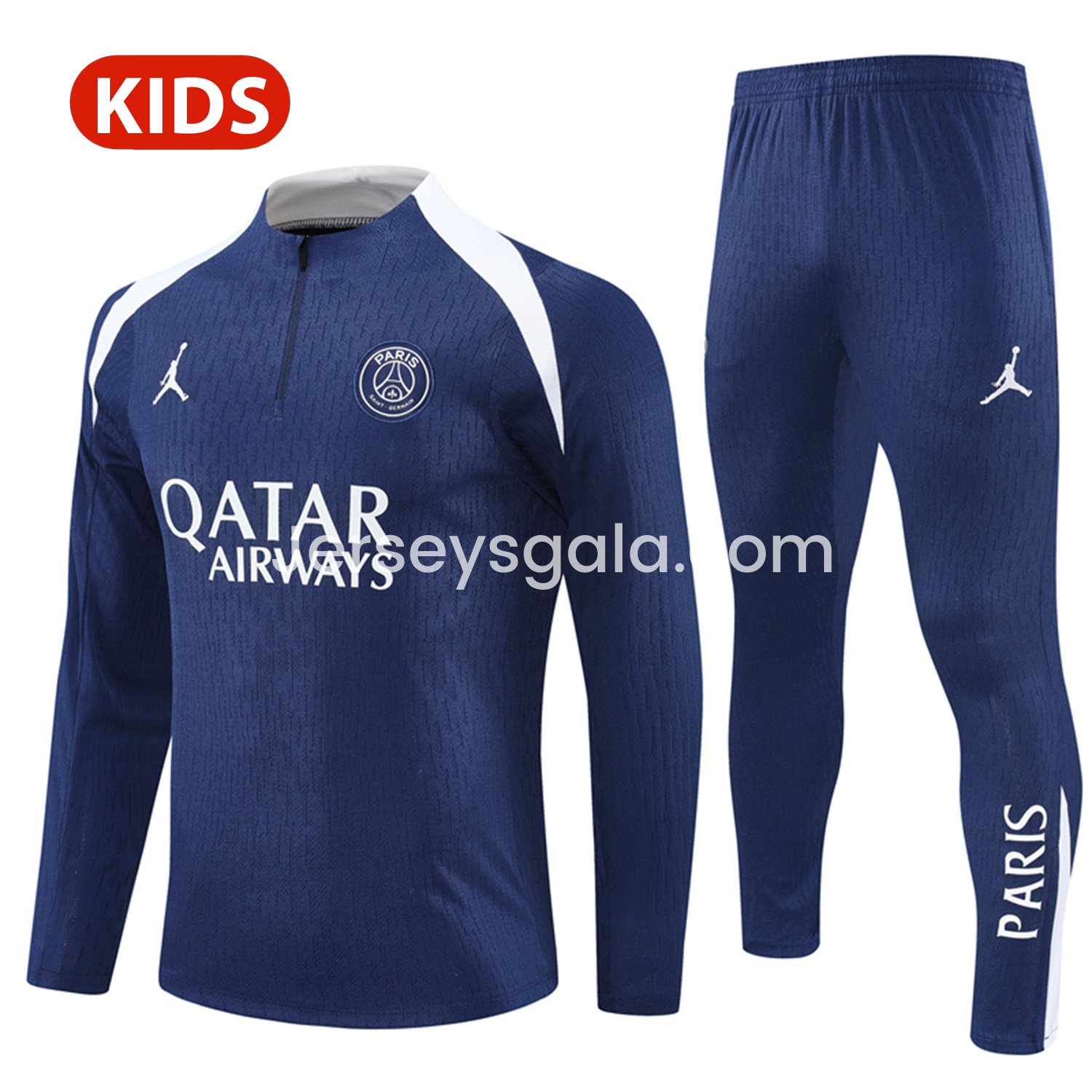 Paris Saint-Germain PSG 25-26 Kid Long Sleeves Training Set - Royal Blue Top & Royal Blue Pants - JerseysGala