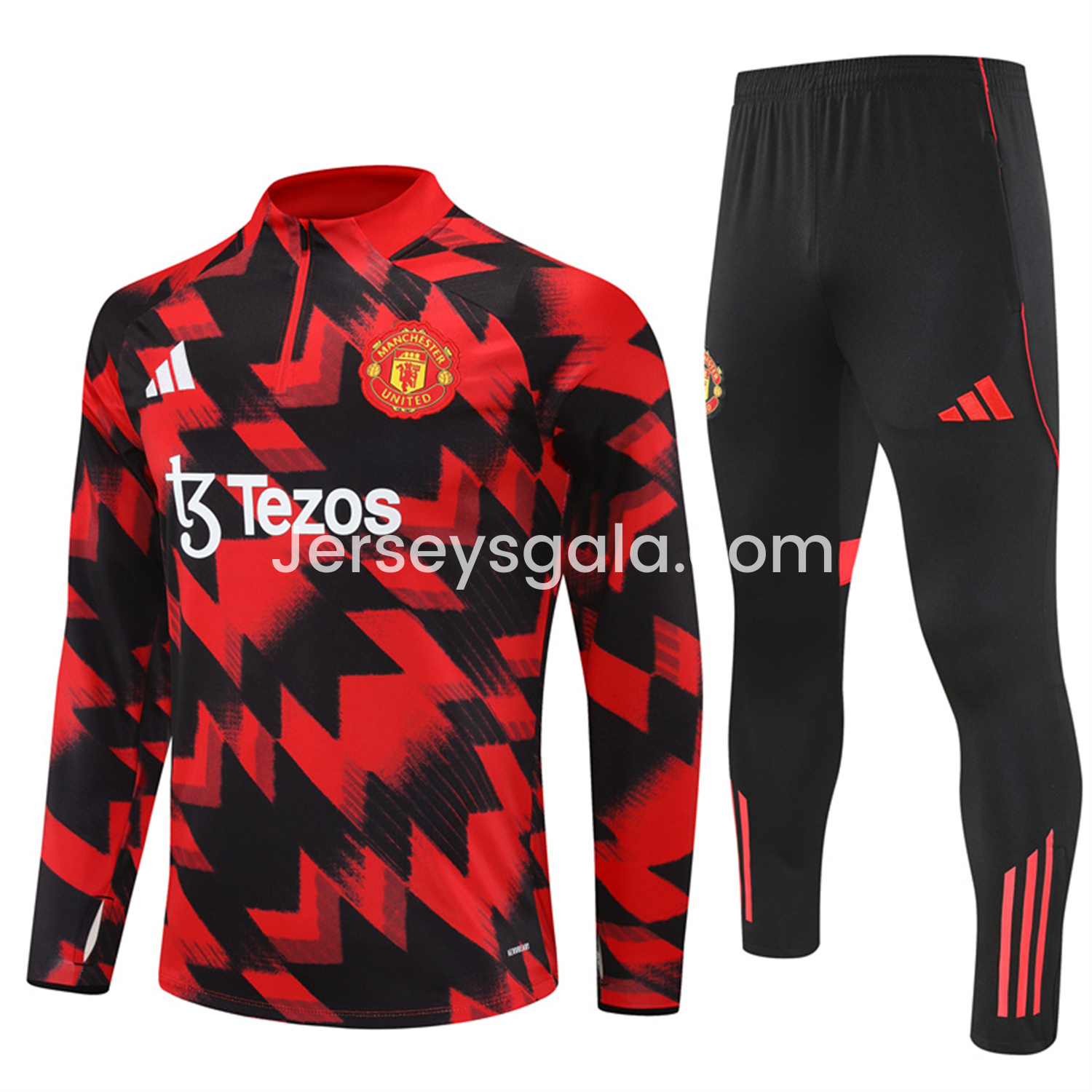 Manchester United 25-26 Long Sleeves Training Set - Red-Black Top & Black Pants - JerseysGala