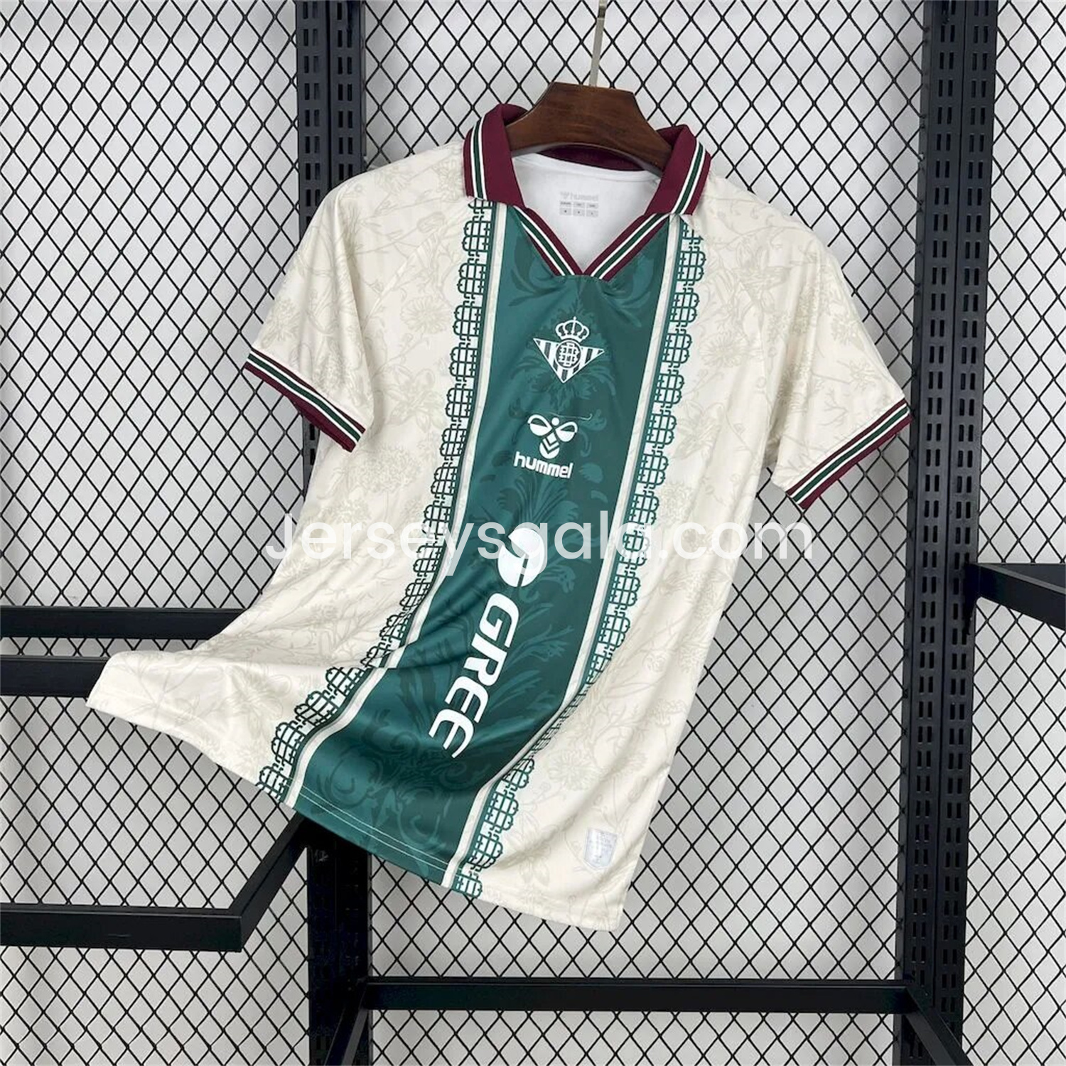 Real Betis 25-26 Green Vertical Stripes with White Flower Pattern Special Jersey - Fans Versione Stripe Special Edition Jersey - Fans Version - JerseysGala