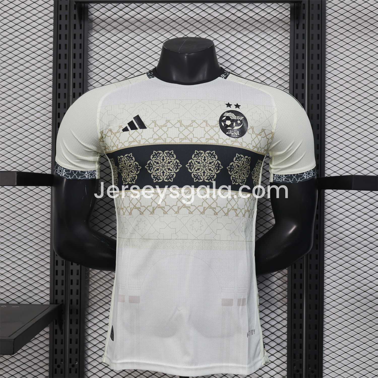 Algeria 25-26 Light Yellow with Black Classical Pattern Jersey - Player Version - JerseysGala