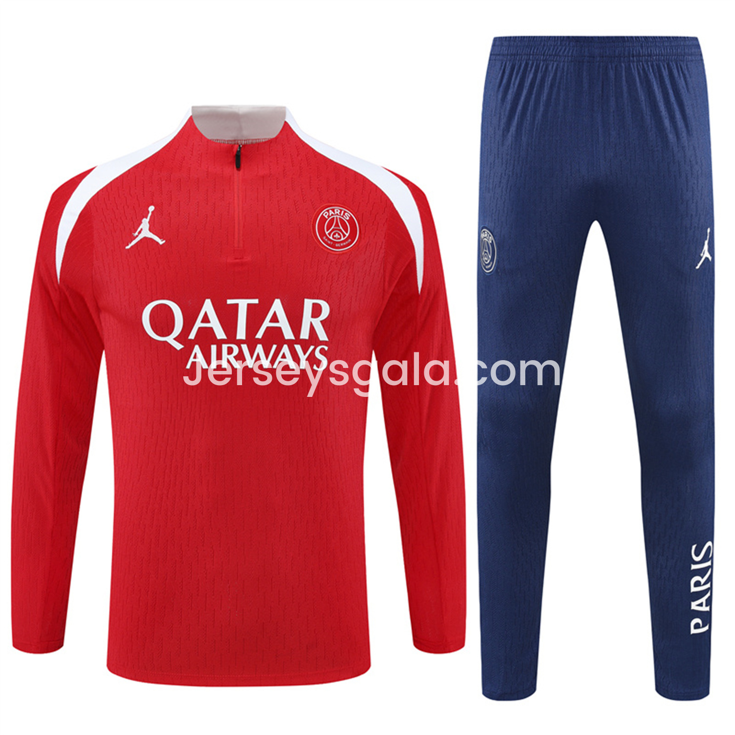 Paris Saint-Germain PSG 25-26 Long Sleeves Training Set - Red Top & Royal Blue Pants - JerseysGala