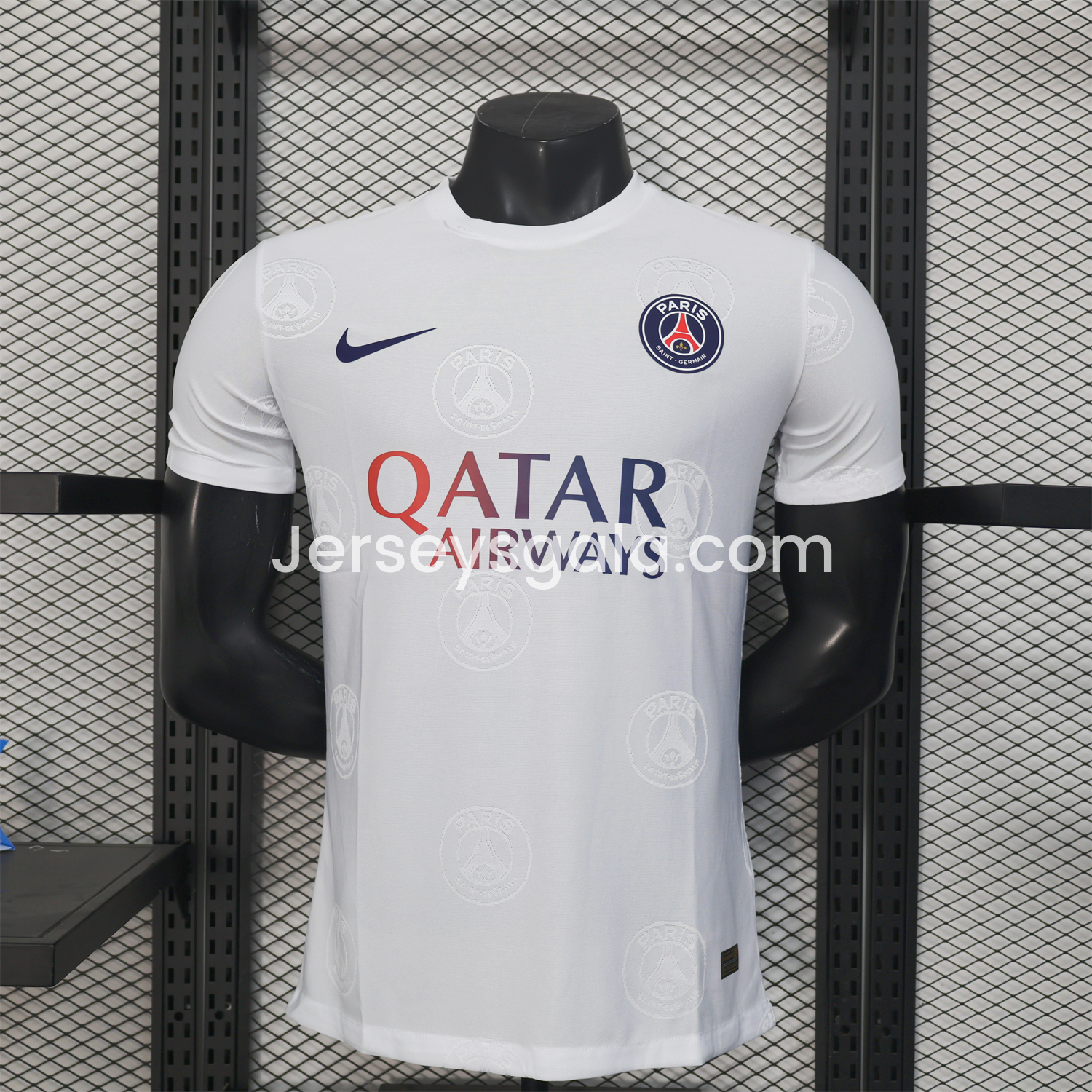 Paris Saint-Germain PSG 25-26 White Jersey with Team Logo Decoration and Gradient Advertising - Player Version - JerseysGala
