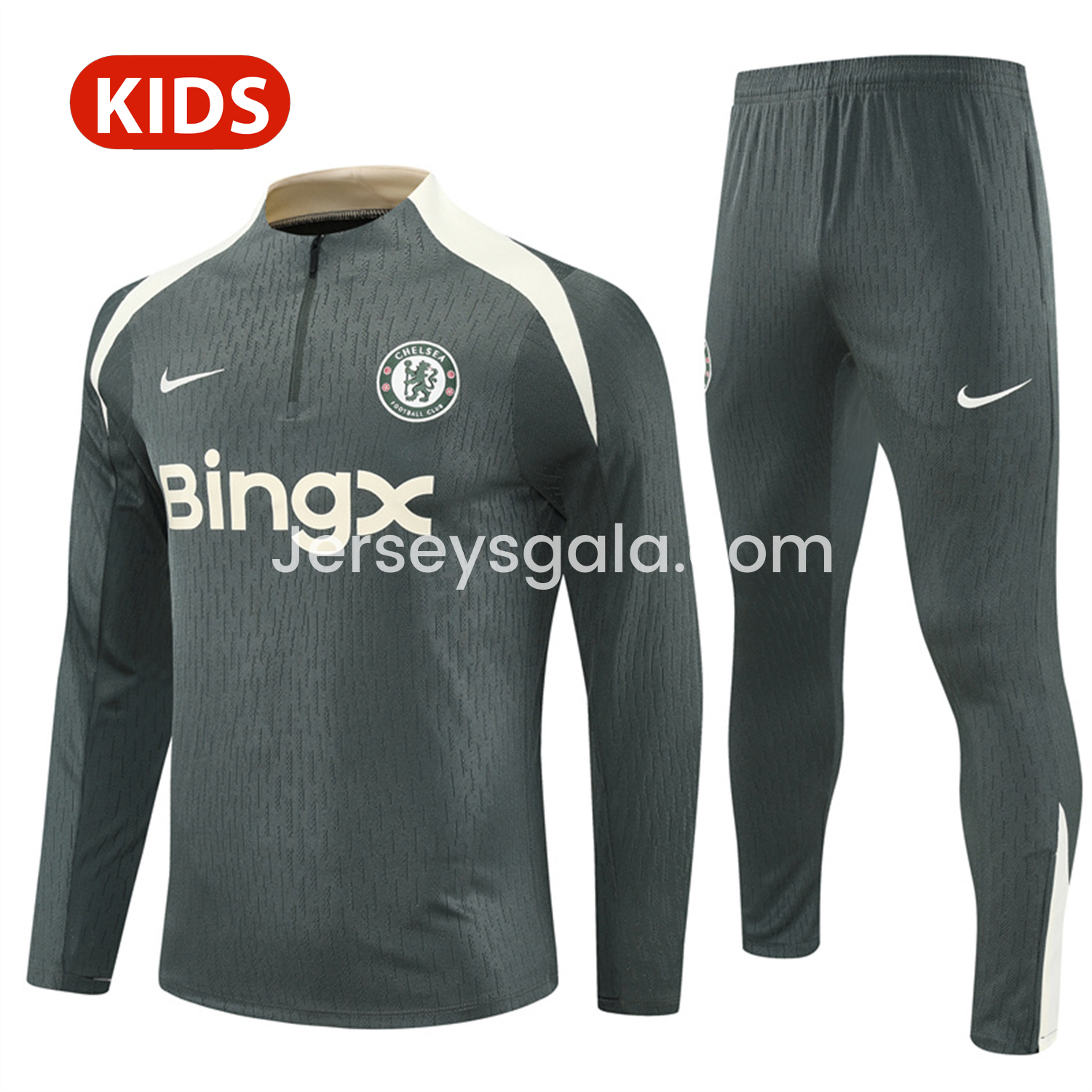 C.H.E.L.S.E.A 25-26 Kid Long Sleeves Training Set - Army Green Top & Army Green Shorts - JerseysGala