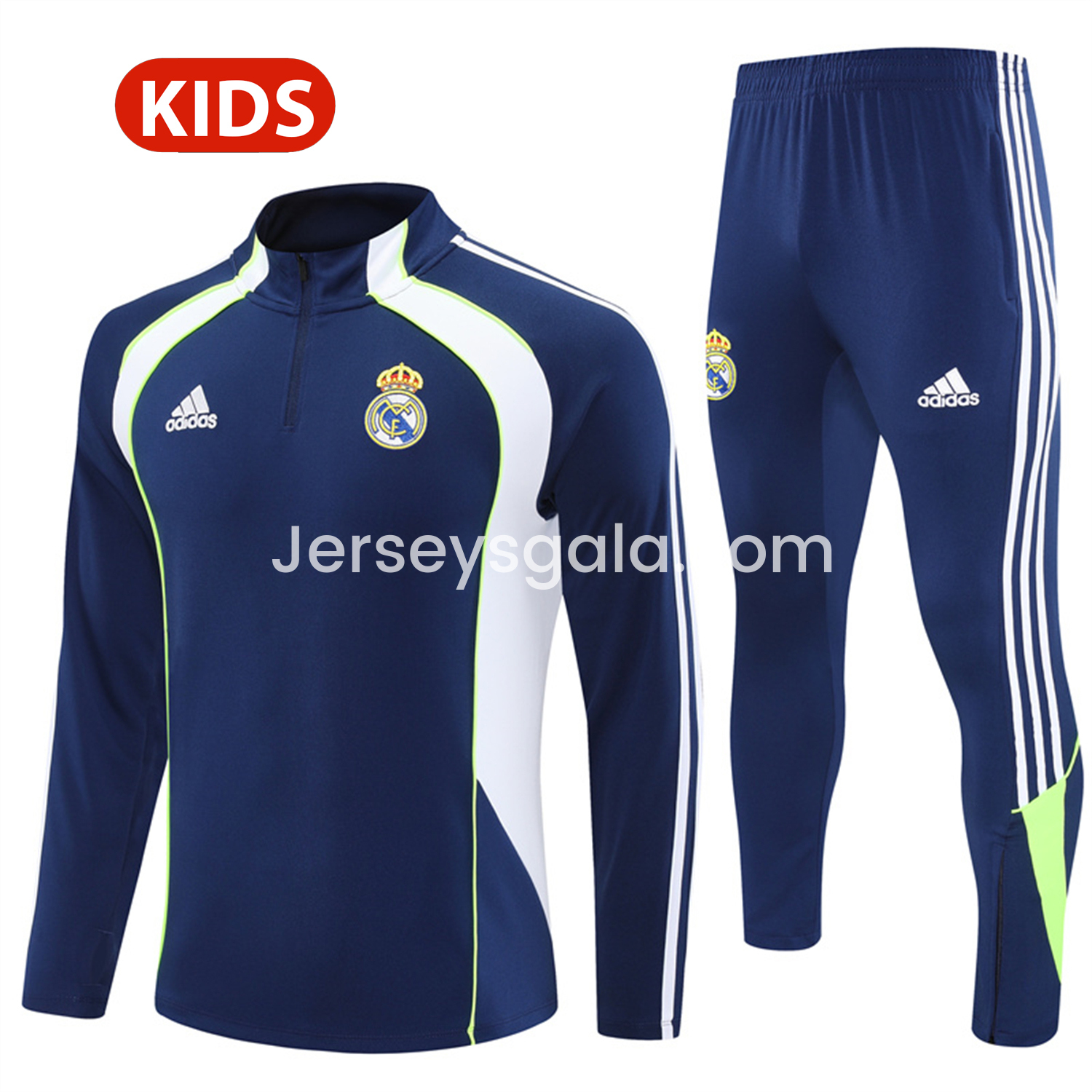 Real Madrid 25-26 Kids Long Sleeve Training Set - Throwback Royal Blue Top and Pants - JerseysGala