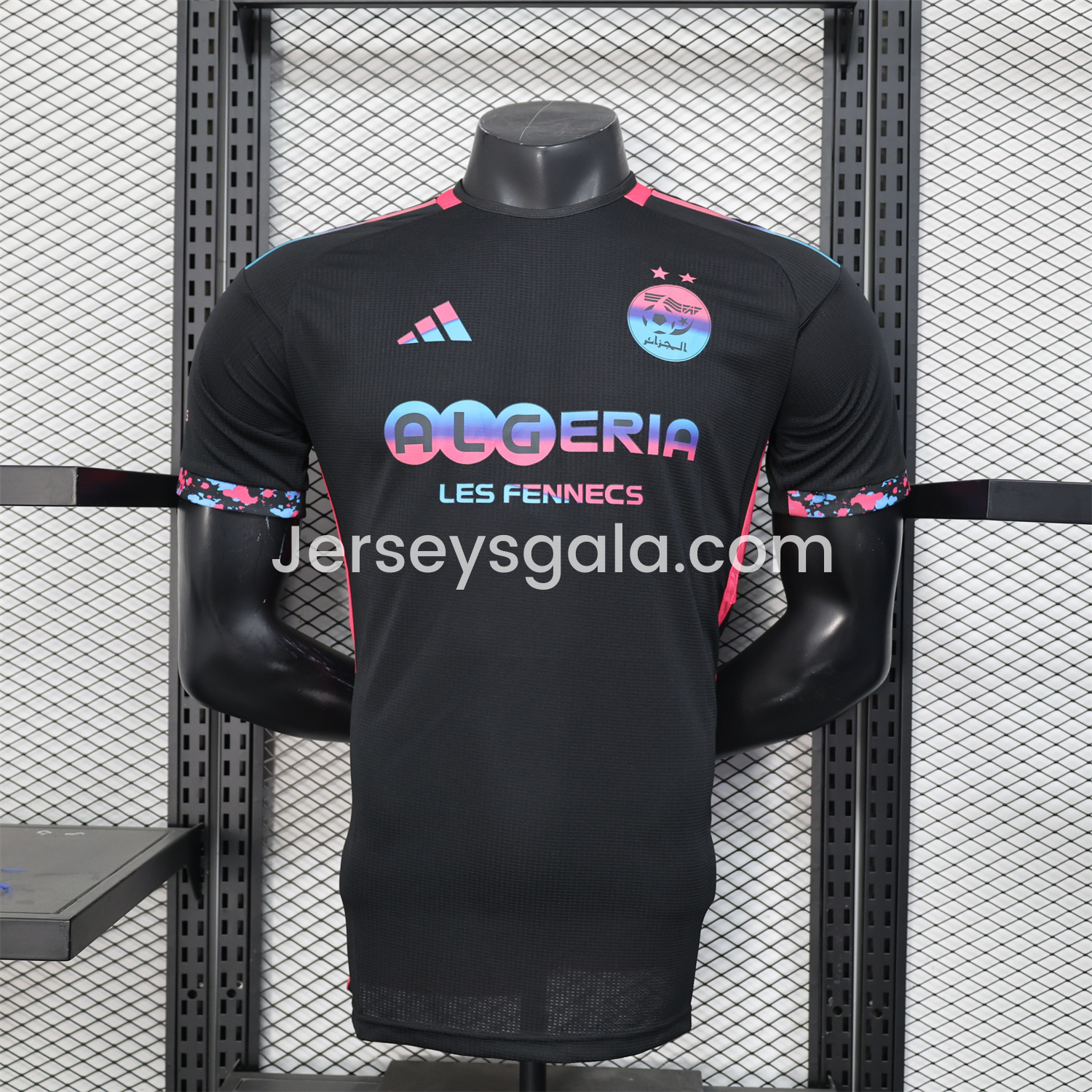 Algeria 25-26 Pure Black with Fluorescent Green Powder Advertising Jersey - Player Version - JerseysGala