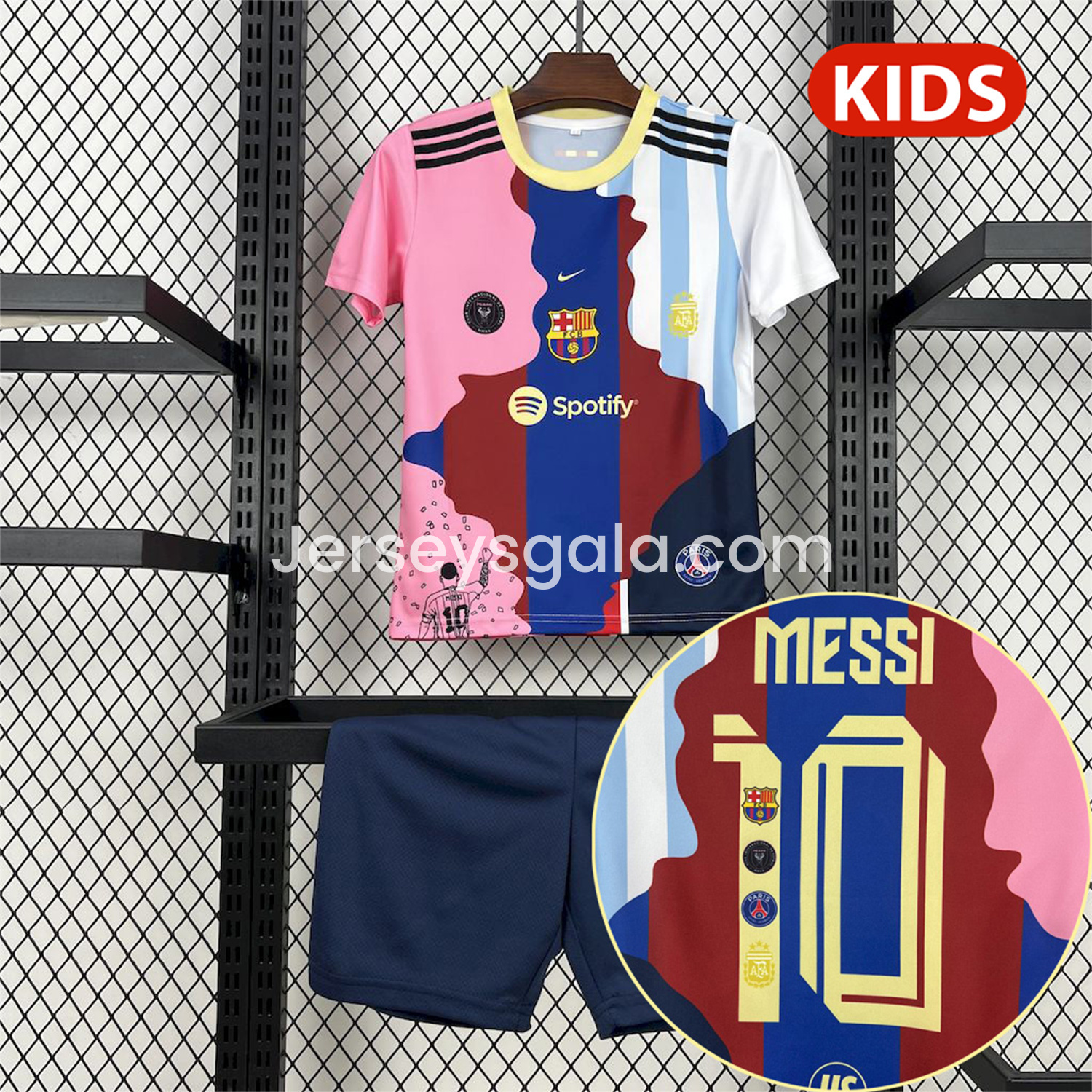 Messi Career Commemorative Kids Kit with Messi #10 - B.A.R.S.A Argentina Paris Saint-Germain PSG INT M.A.M - JerseysGala