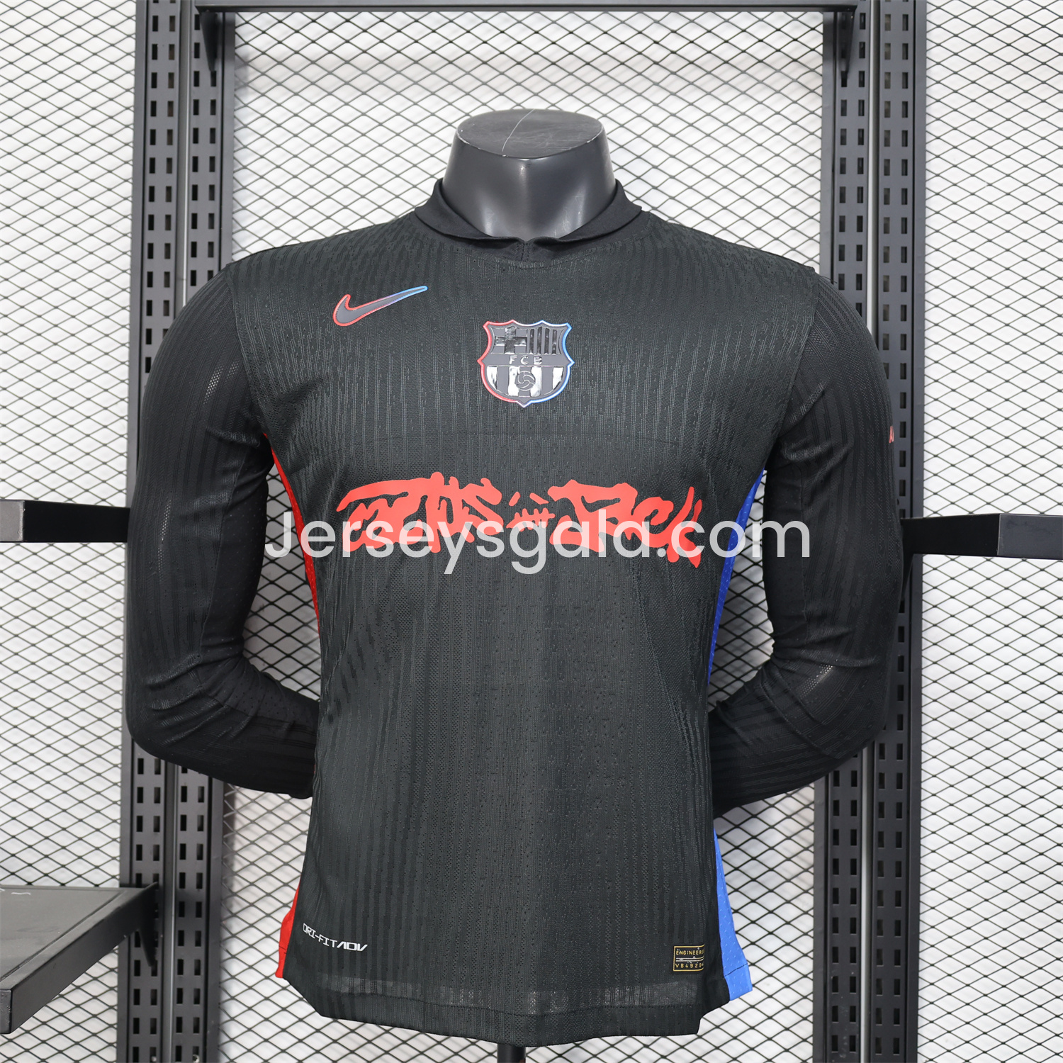 B.A.R.S.A x Travis Scott 24-25 Away Black Long Sleeves Jersey - Player Version - JerseysGala