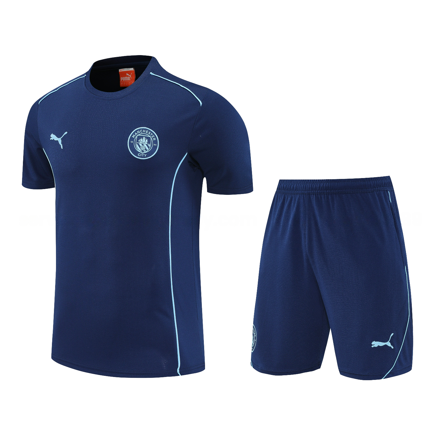 Manchester City 25-26 Short-Sleeve Training Set - Deep Blue Top & Deep Blue Shorts - JerseysGala