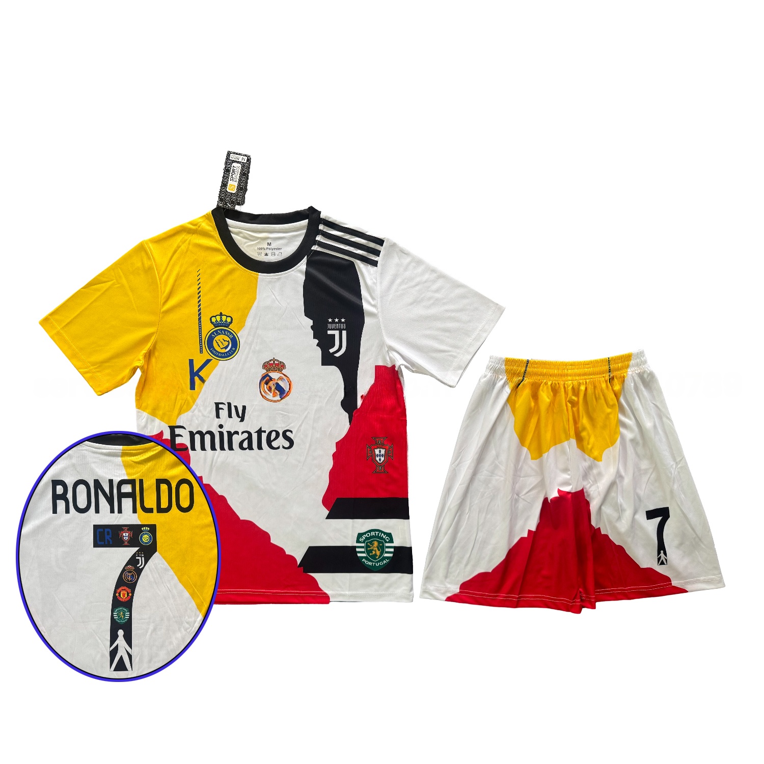 Cristiano Ronaldo Career Commemorative Men's Adult Jersey Set - Fans Version with Ronaldo #7 - Real Madrid Manchester United Juventus Portugal Al Nassr Sporting CP - JerseysGala