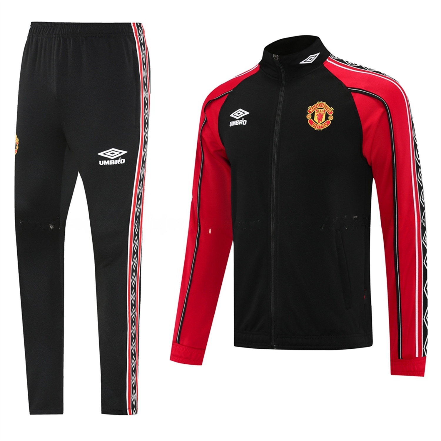 Manchester United 25-26 Throwback 98-99 Style Jacket Training Tracksuit - Black - JerseysGala