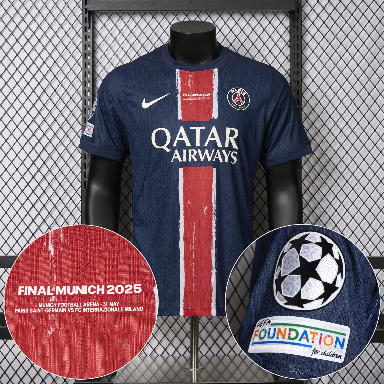 Paris Saint-Germain PSG 24-25 Home Champions League Final Jersey - Player Version - JerseysGala