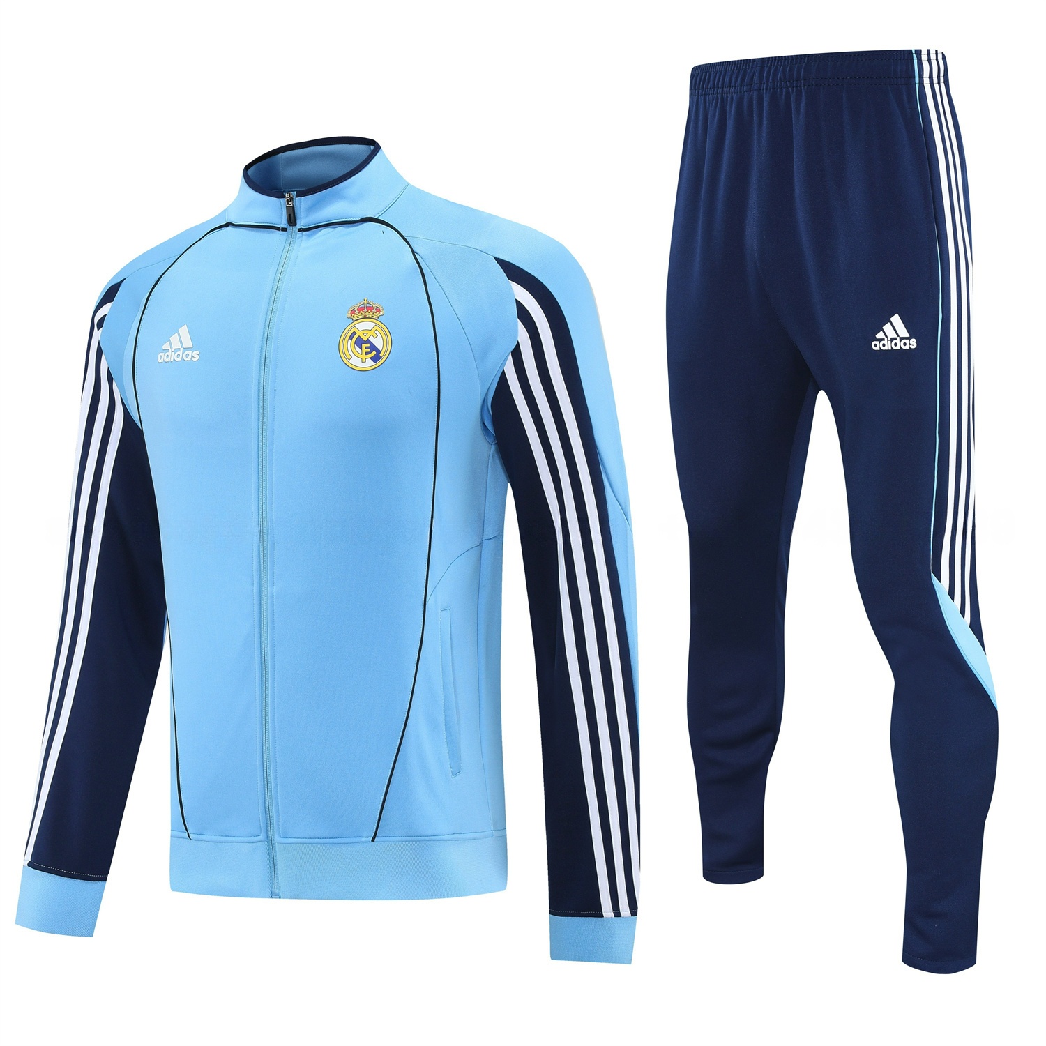 Real Madrid 25-26 Jacket Training Tracksuit - Light Blue Jackets & Deep Blue Pants - JerseysGala